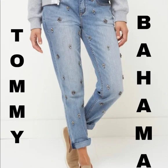Tommy Bahama embellished boyfriend jeans - Picture 1 of 8